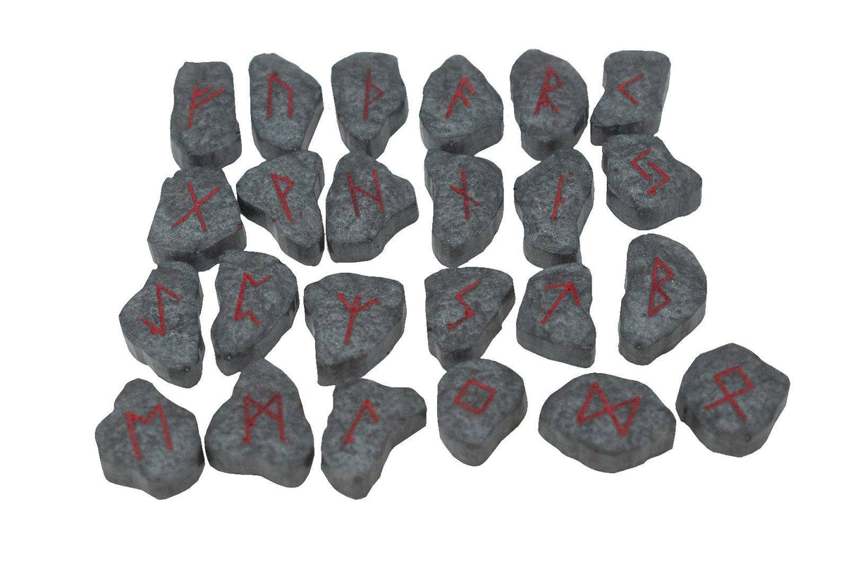 Slate and Red Elder Futhark Rune Set