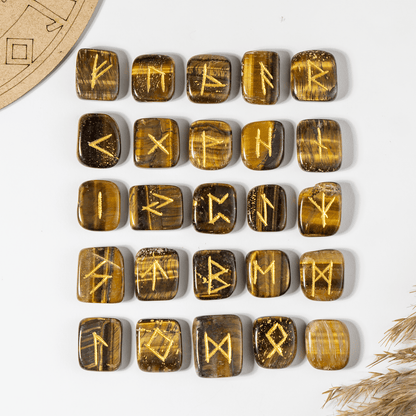 Futhark Rune Set Tiger Eye