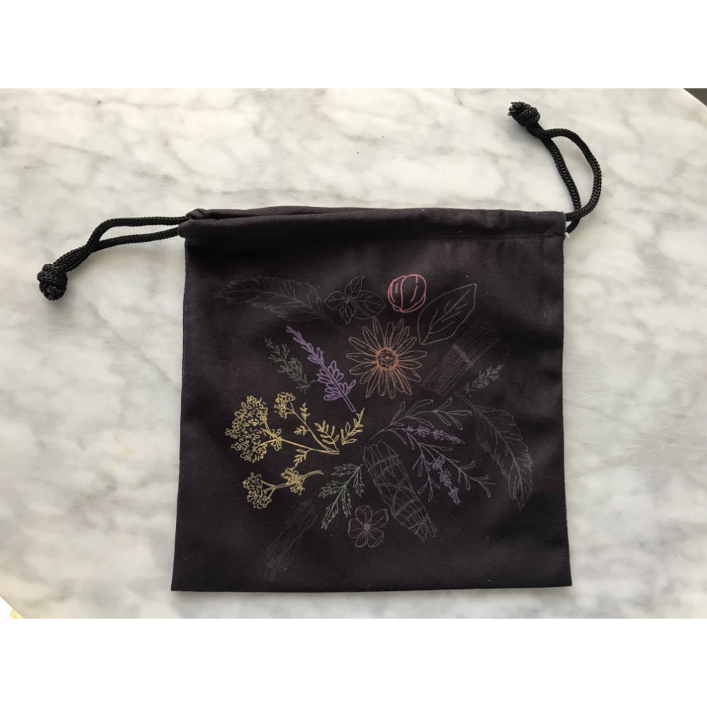 Large Velvet Bag with Flowers Witchcraft Hidden Crystal Tarot   