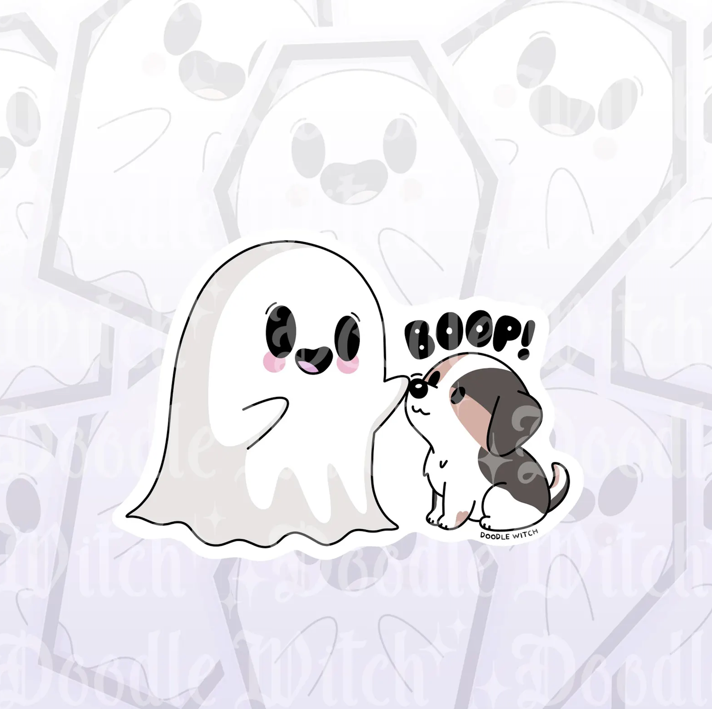 Ghost Boop Dog, Ghost Pet Dog Sticker
