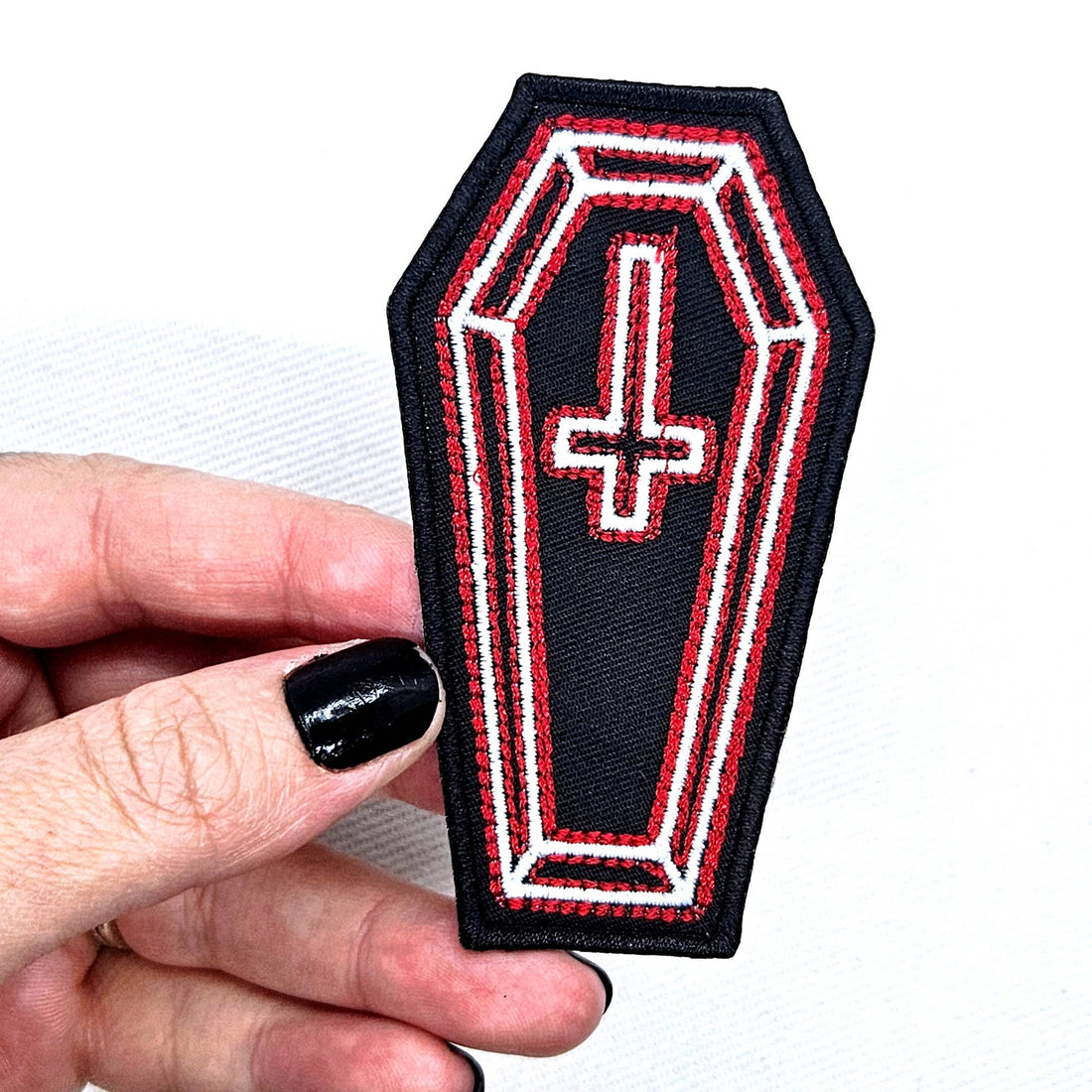 Neon Coffin Cross Iron On Patch