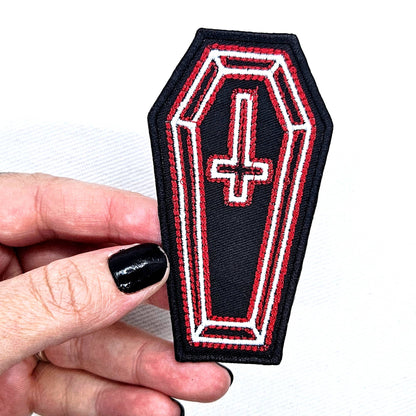Neon Coffin Cross Iron On Patch