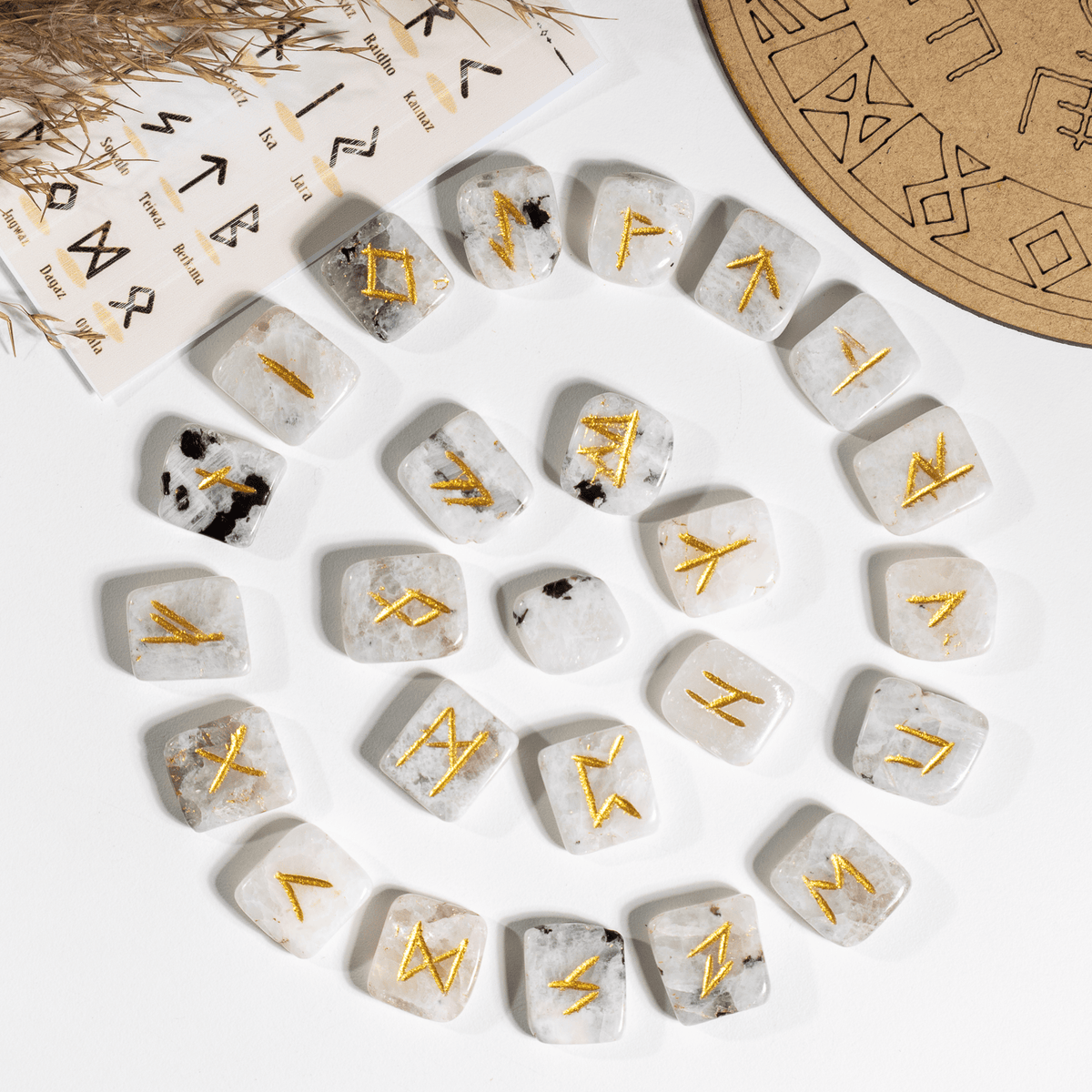 Futhark Rune Set Rainbow Moonstone