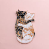 Day and Night Hugging Cats Iron-on Patch
