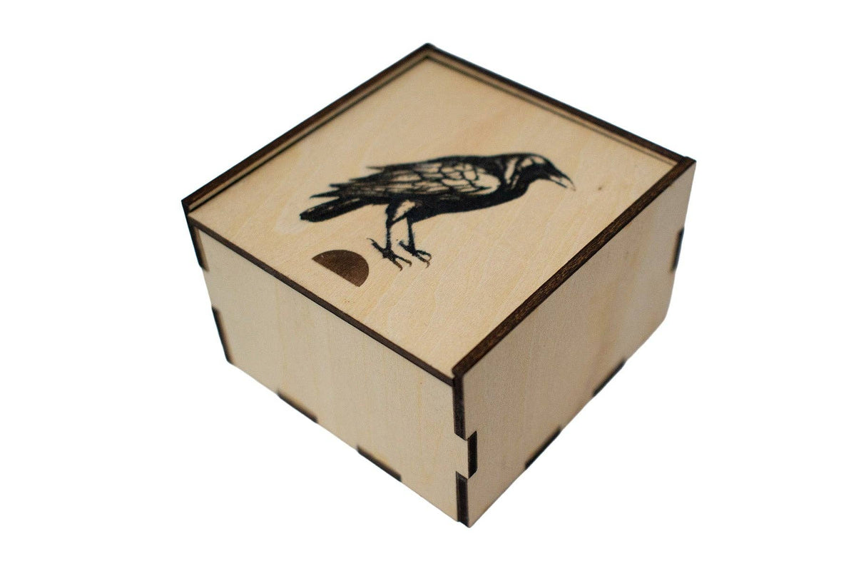 Wood Raven Rune Set with Storage Box