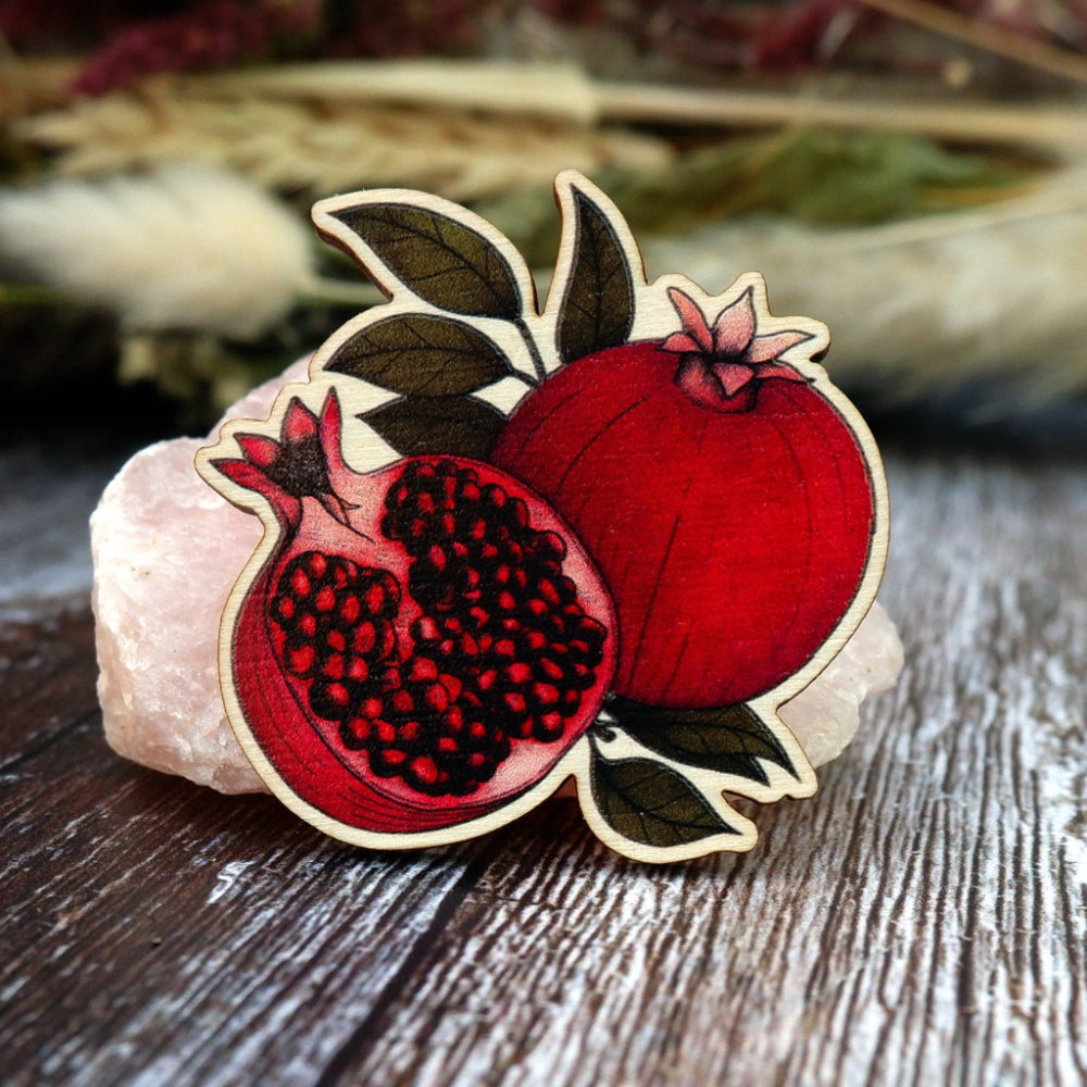 Pomegranates - Wooden Pin Badge Bric-A-Brac Print is Dead   
