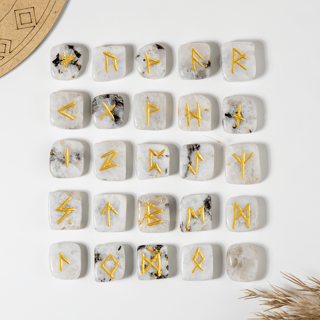 Futhark Rune Set Rainbow Moonstone