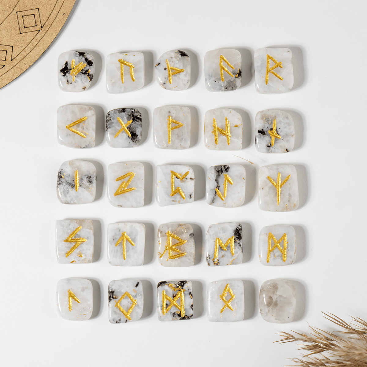 Futhark Rune Set Rainbow Moonstone