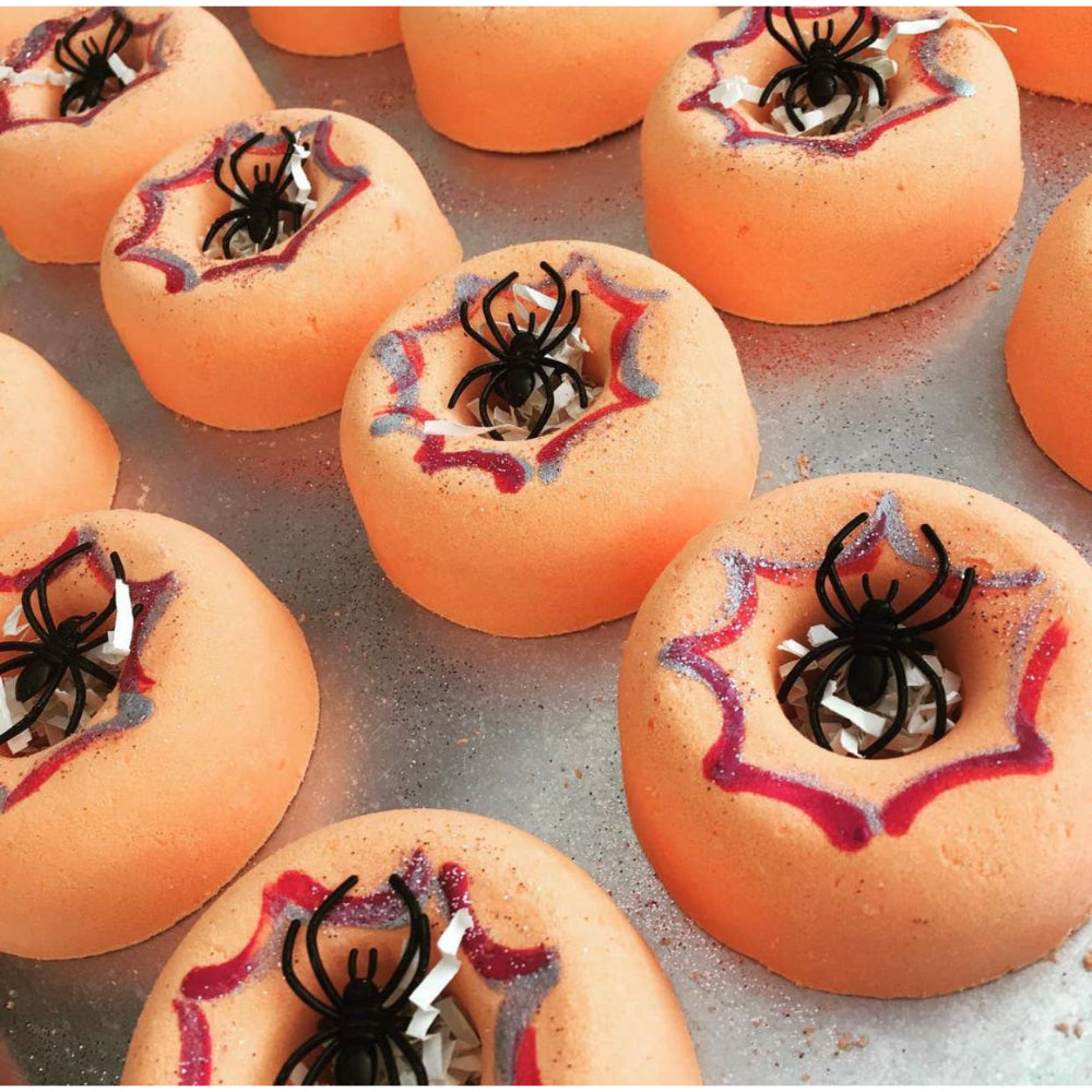 Hand Painted Spider Web Donut Bath Bomb Self Care Crescent City Swoon Bath Bomb Studio   