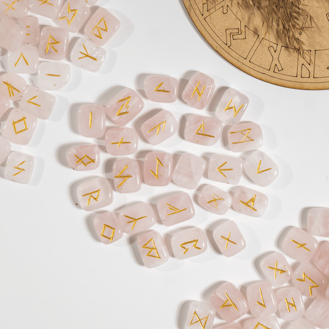 Futhark Rune Set Rose Quartz