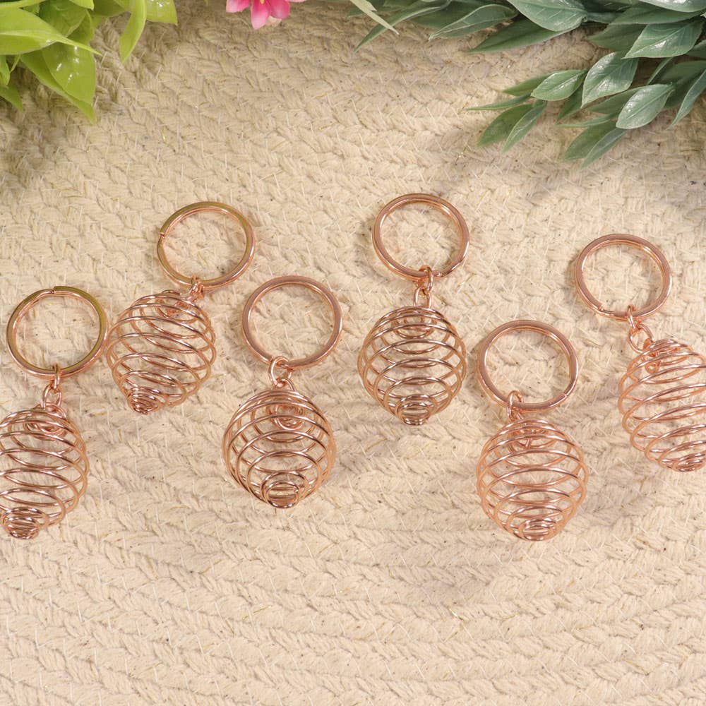 Copper Spiral Cage Keychain Bric-A-Brac Natures Artifacts Inc   