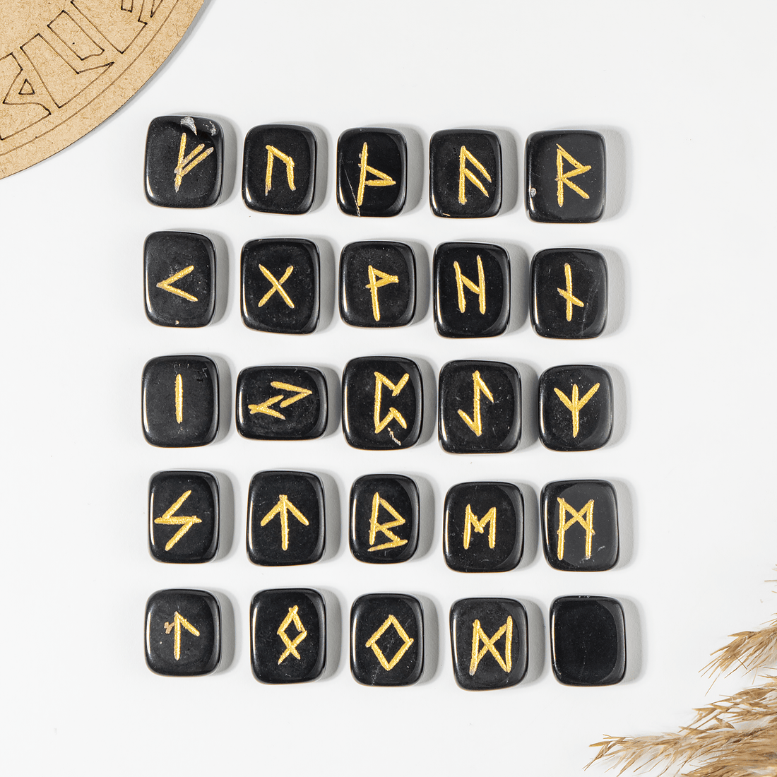 Futhark Rune Set Black Jasper