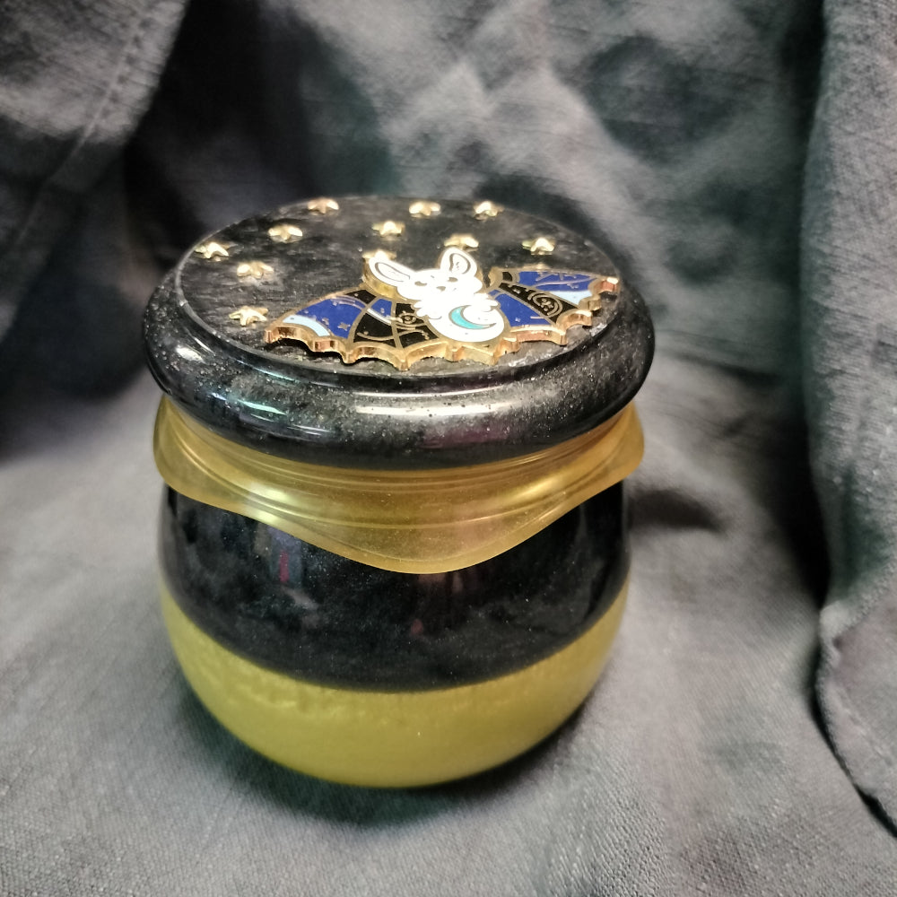 Handmade Screwtop Jar with Bat and Stars Home Decor BreZ Art   