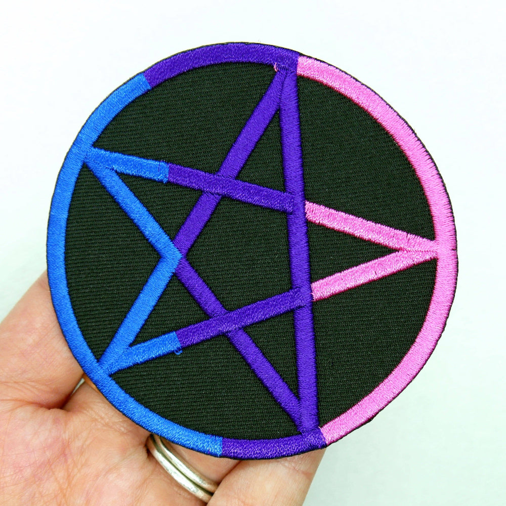 Bi Pride Pentagram Iron On Patch