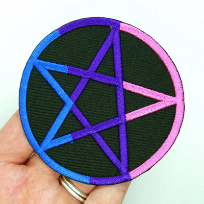 Bi Pride Pentagram Iron On Patch