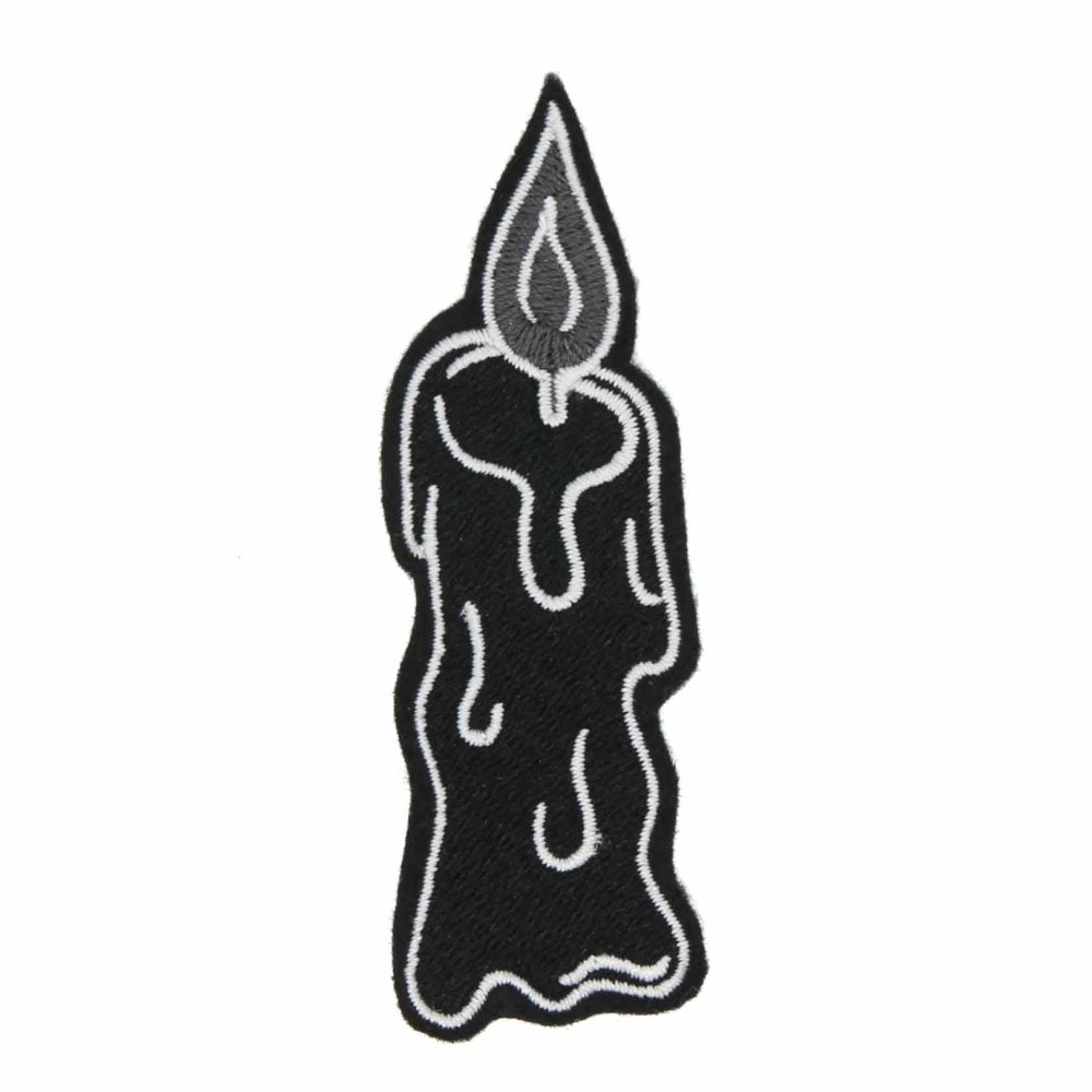 Black Flame Candle Iron On Patch
