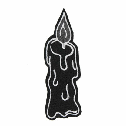 Black Flame Candle Iron On Patch