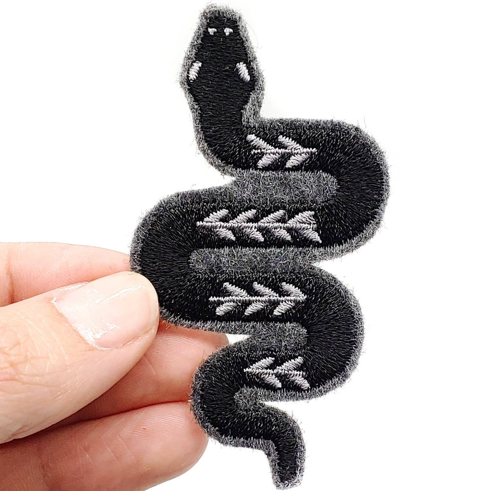 Black and Gray Snake Iron On Patch