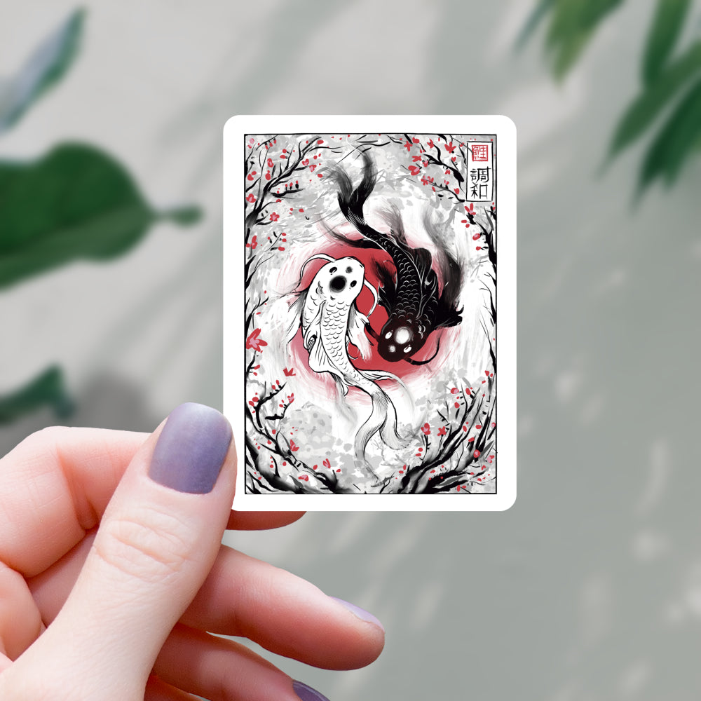 Black and White Koi Sticker