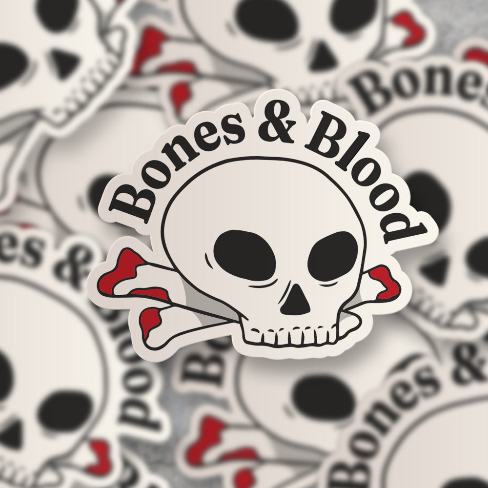 Bones and Blood Skull Sticker