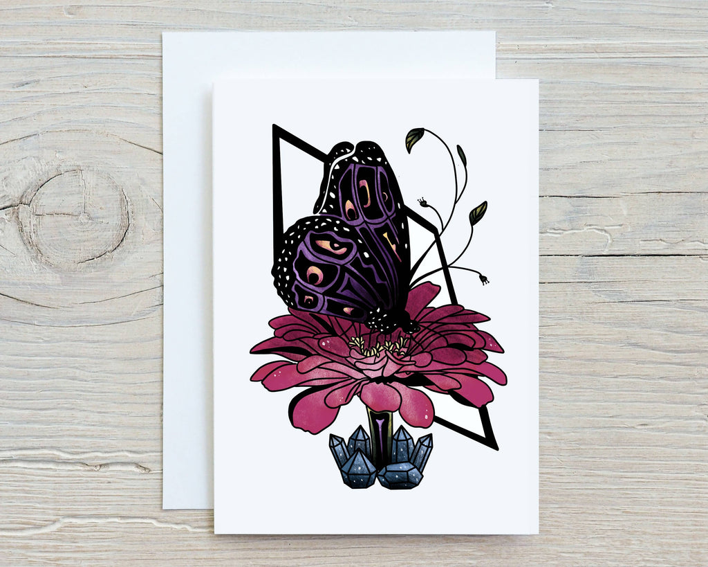 Butterfly Art Greeting Card Blank Stationery Rebel and Siren   