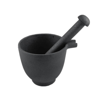 Cast Iron Mortar and Pestle Bowl with Spout