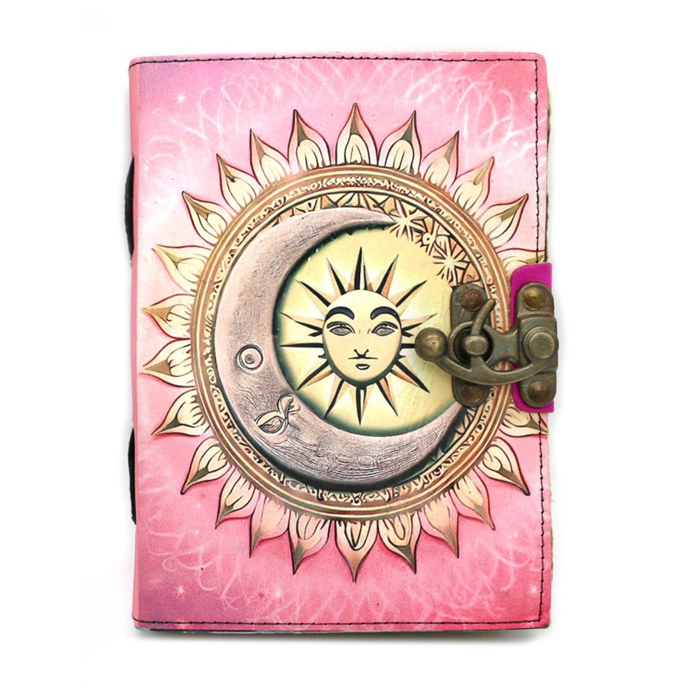 Celestial Fusion Pink Leather Journal Journal Designs by Deekay Inc.