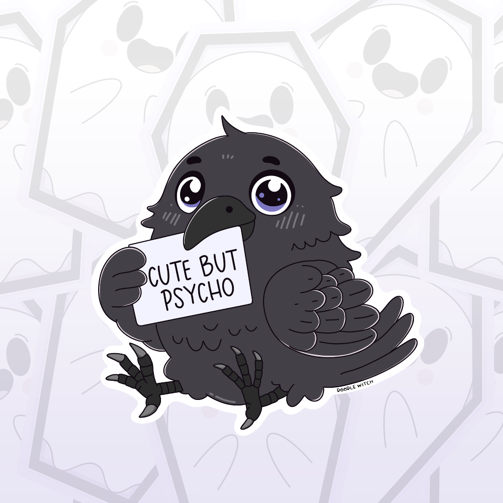 Cute But Psycho Raven Sticker