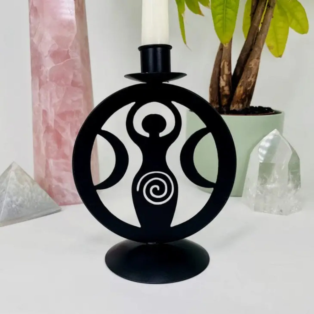 Earth Goddess with Moon Crescent Candle Holder Home Decor Rock Paradise   
