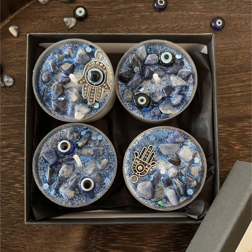 Evil Eye Tealight Candles Witchcraft Moondust and Raven   