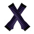 Fingerless Striped Knit Arm Warmers Thin Stripe Black+Deep Purple