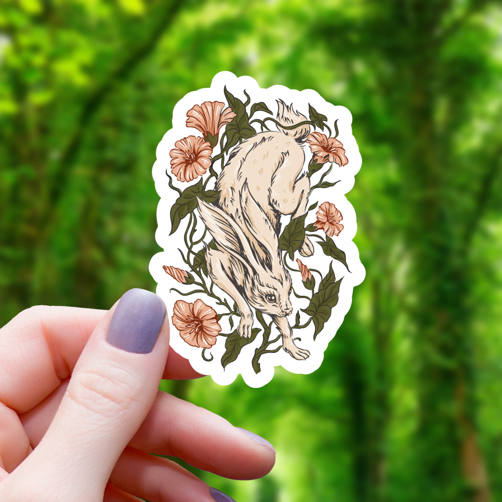 Floral Hare Cottagecore Sticker Sticker Mimic Gaming Co   
