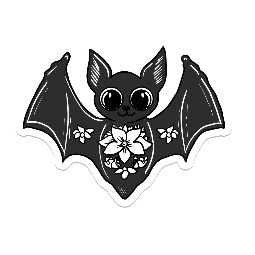 Floral Bat Sticker