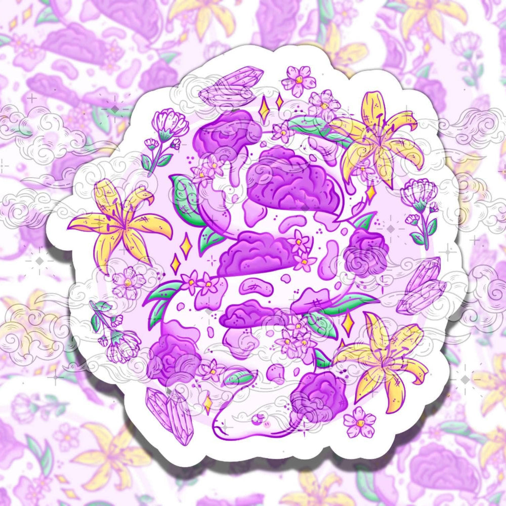 Floral Lavender Snake Vinyl Sticker