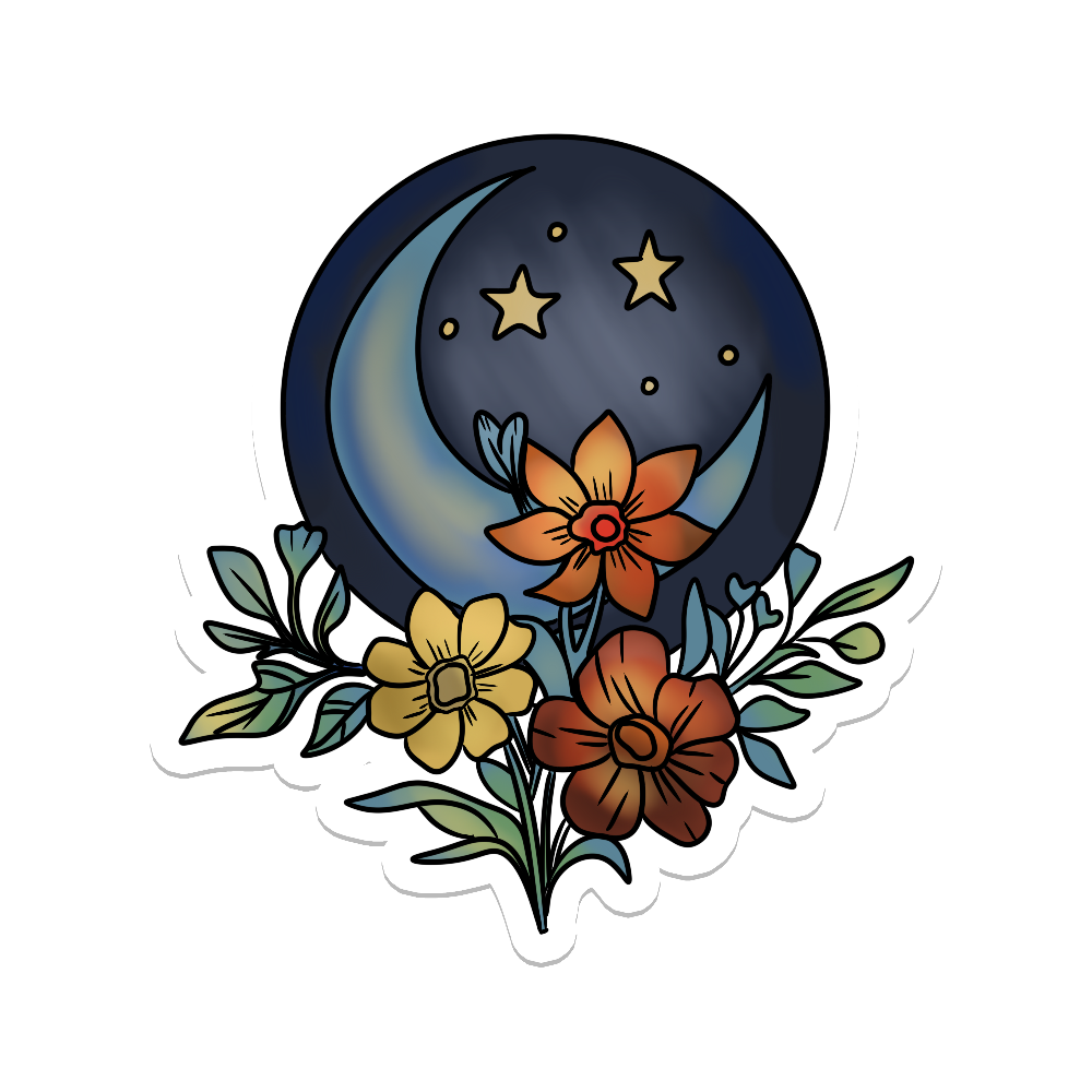 Floral Moon Sticker
