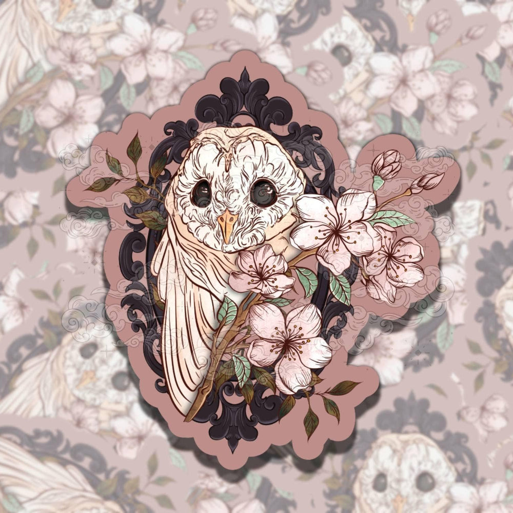 Floral Owl Vinyl Sticker
