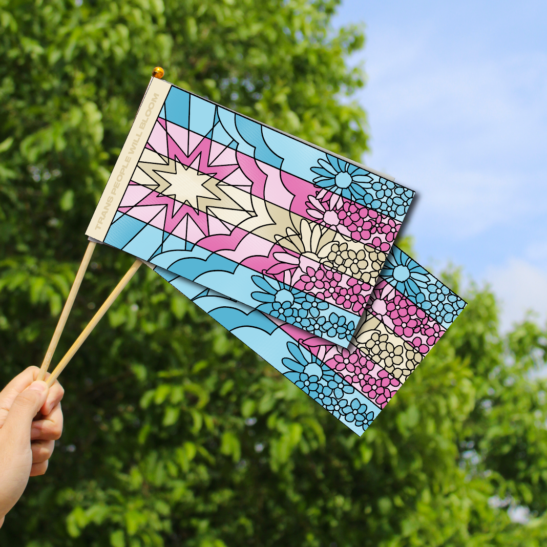 Flower Trans Hand Flag
