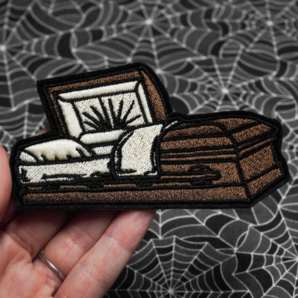 Funeral Casket Iron on Patch