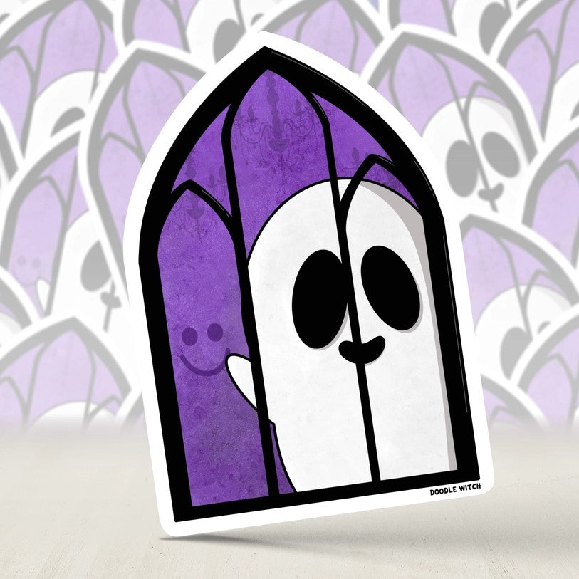 Ghost in Gothic Window Sticker