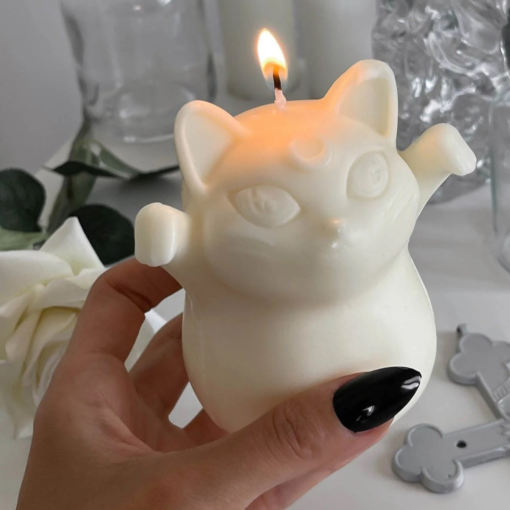 Ghost Kitty Candle Home Decor Killstar   