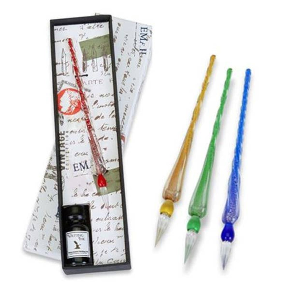 Glass Pen &amp; Ink Sets Red