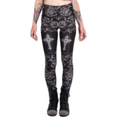 Gothic Rose Cross High Waist Leggings