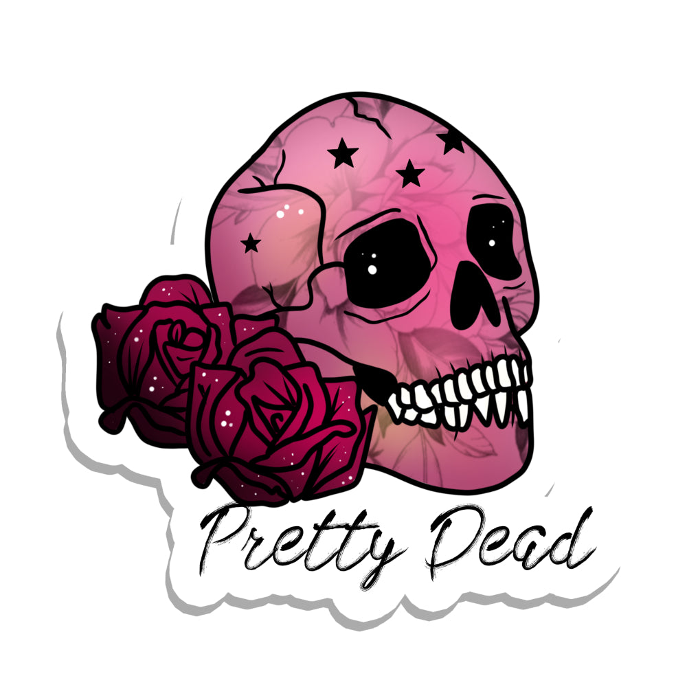 Gothic Skull Pretty Dead Vinyl Sticker