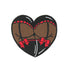 Gothic Booty Heart Embroidered Patch Dark Brown