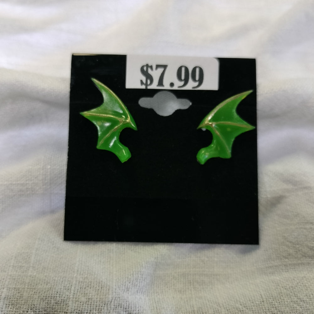 Handmade Bat Wing Studs Jewelry Pink Star Arts Green  
