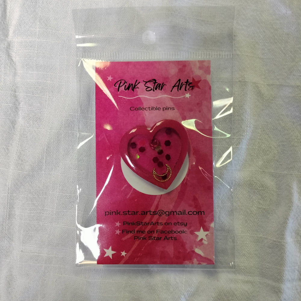 Handmade Heart Pin Jewelry Pink Star Arts Single  