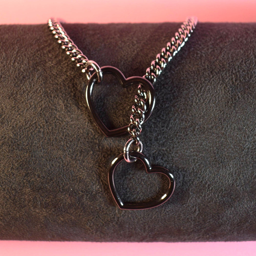 Slip Chain Heart Ring Gunmetal – Medusa Gothic