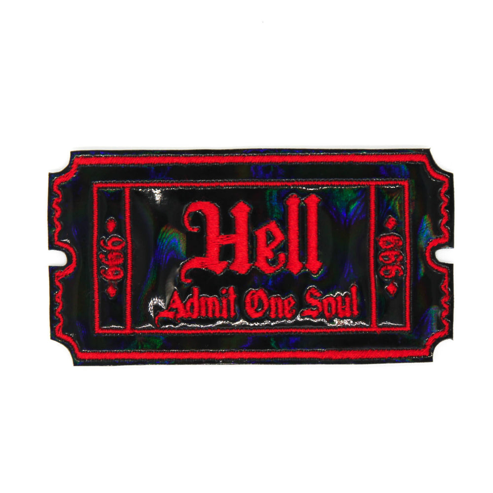 Holographic Hell Admit One Iron On Patch