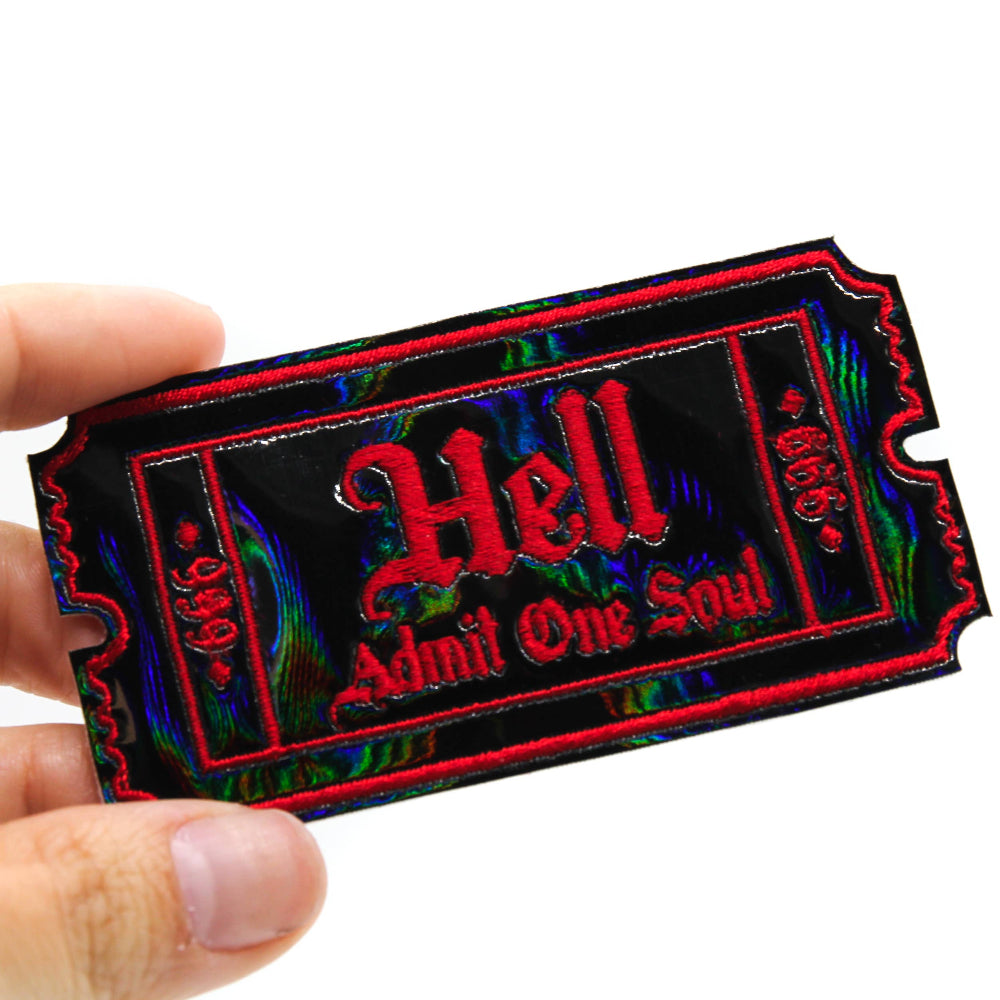 Holographic Hell Admit One Iron On Patch