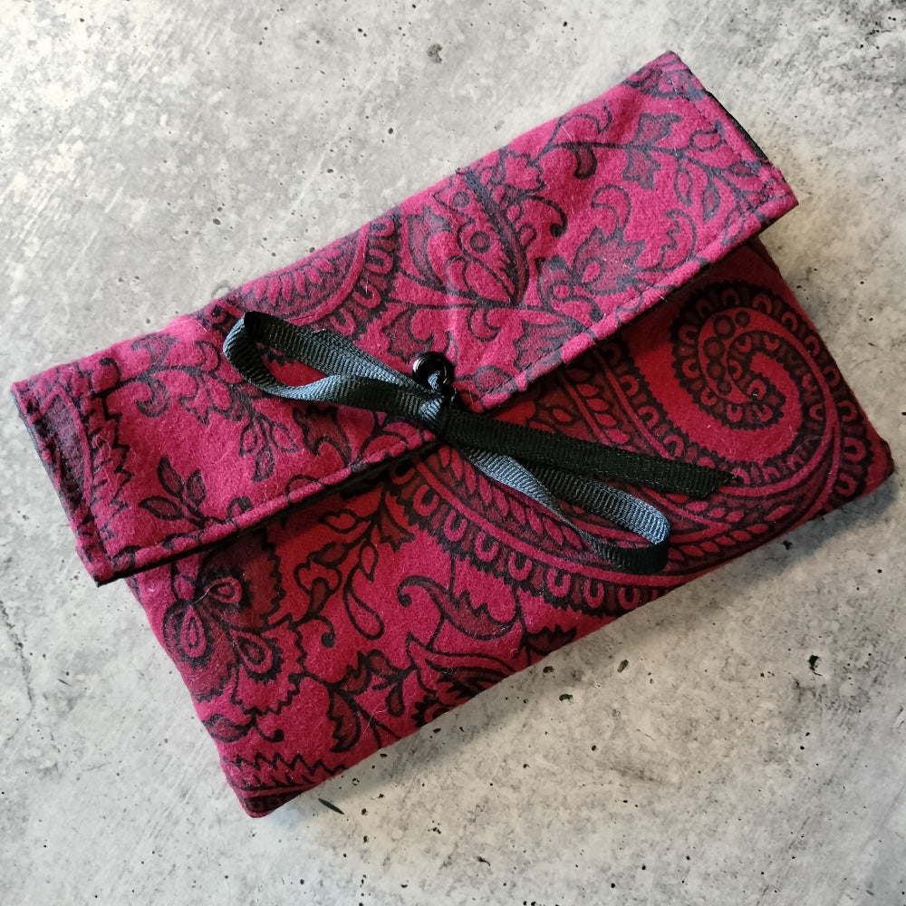 Tarot Pouch with Tie  Medusa Gothic Red Paisley  